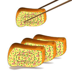 Korean rolled omelette , Gyeran mari with tomato sauce,