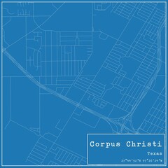 Blueprint US city map of Corpus Christi, Texas.