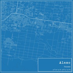 Blueprint US city map of Alamo, Texas.
