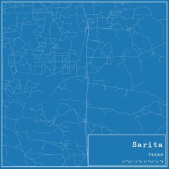 Blueprint US city map of Sarita, Texas.