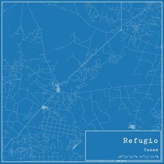Blueprint US city map of Refugio, Texas.