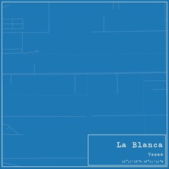 Blueprint US city map of La Blanca, Texas.