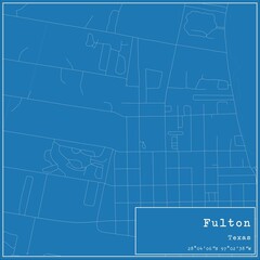 Blueprint US city map of Fulton, Texas.