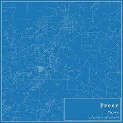 Blueprint US city map of Freer, Texas.