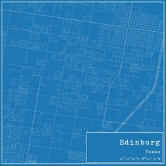 Blueprint US city map of Edinburg, Texas.