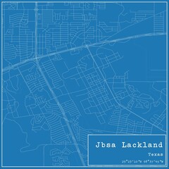 Blueprint US city map of Jbsa Lackland, Texas.