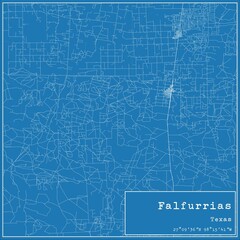 Blueprint US city map of Falfurrias, Texas.
