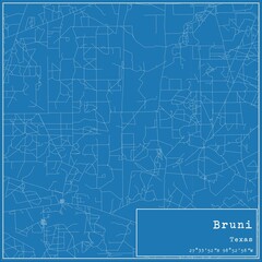 Blueprint US city map of Bruni, Texas.