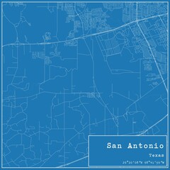 Fototapeta premium Blueprint US city map of San Antonio, Texas.
