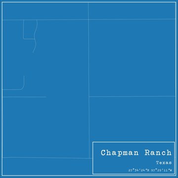 Blueprint US city map of Chapman Ranch, Texas.