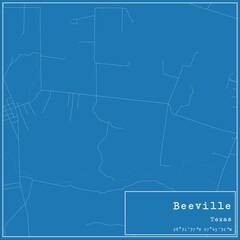 Blueprint US city map of Beeville, Texas.