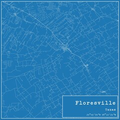 Blueprint US city map of Floresville, Texas.