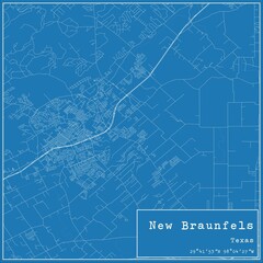 Blueprint US city map of New Braunfels, Texas.