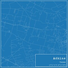 Fototapeta premium Blueprint US city map of Adkins, Texas.