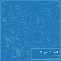 Blueprint US city map of Pipe Creek, Texas.