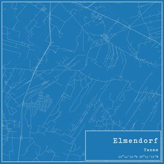 Blueprint US city map of Elmendorf, Texas.