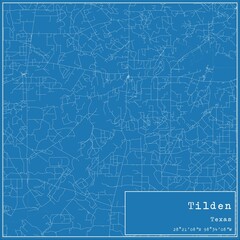 Blueprint US city map of Tilden, Texas.