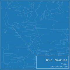 Blueprint US city map of Rio Medina, Texas.