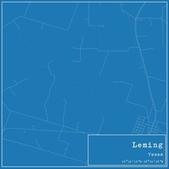 Blueprint US city map of Leming, Texas.