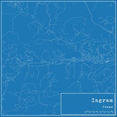 Fototapeta premium Blueprint US city map of Ingram, Texas.