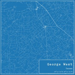Blueprint US city map of George West, Texas.