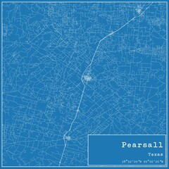 Blueprint US city map of Pearsall, Texas.