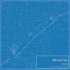 Naklejka premium Blueprint US city map of Natalia, Texas.