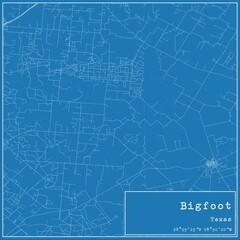 Fototapeta premium Blueprint US city map of Bigfoot, Texas.