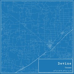 Blueprint US city map of Devine, Texas.