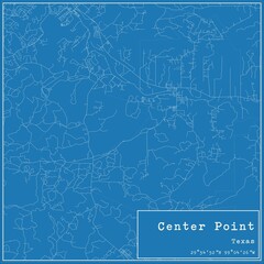 Blueprint US city map of Center Point, Texas.