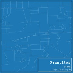Blueprint US city map of Francitas, Texas.