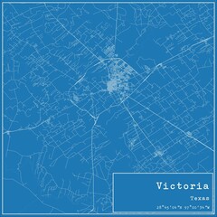 Blueprint US city map of Victoria, Texas.