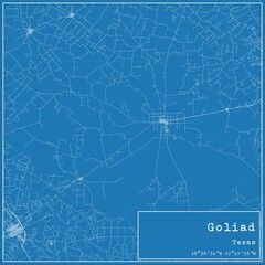 Blueprint US city map of Goliad, Texas.