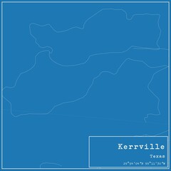 Fototapeta premium Blueprint US city map of Kerrville, Texas.