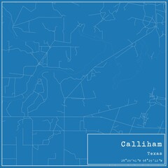 Blueprint US city map of Calliham, Texas.