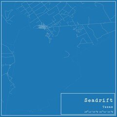 Blueprint US city map of Seadrift, Texas.