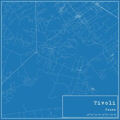 Blueprint US city map of Tivoli, Texas.