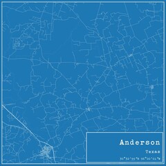 Blueprint US city map of Anderson, Texas.