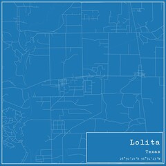 Fototapeta premium Blueprint US city map of Lolita, Texas.
