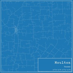 Blueprint US city map of Moulton, Texas.