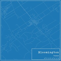 Blueprint US city map of Bloomington, Texas.