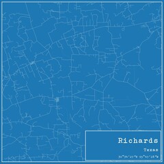 Blueprint US city map of Richards, Texas.