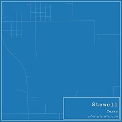 Blueprint US city map of Stowell, Texas.