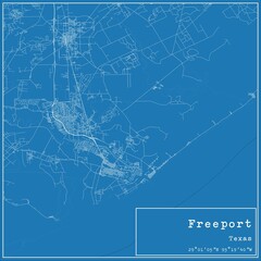 Blueprint US city map of Freeport, Texas.
