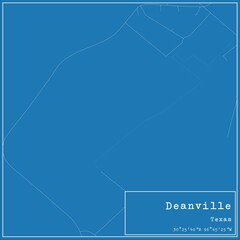 Blueprint US city map of Deanville, Texas.