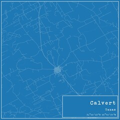 Blueprint US city map of Calvert, Texas.