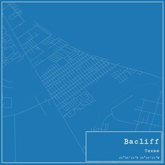 Blueprint US city map of Bacliff, Texas.