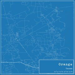 Blueprint US city map of Orange, Texas.