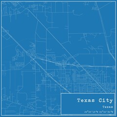 Blueprint US city map of Texas City, Texas.