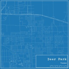 Blueprint US city map of Deer Park, Texas.